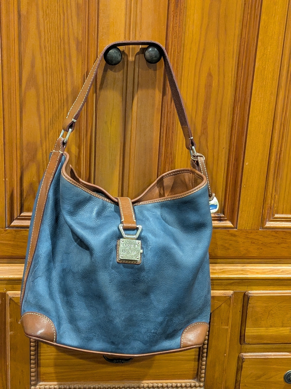 Dooney & Bourke Blue and Brown Leather Hobo Bag